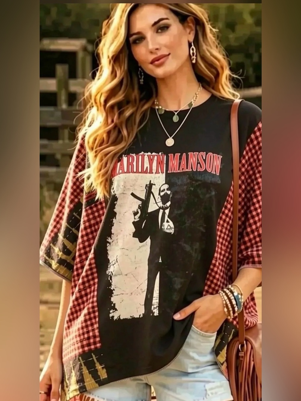 MARILYN MANSON upcycled kantha tunic top os S M L XL1X 2X 3X